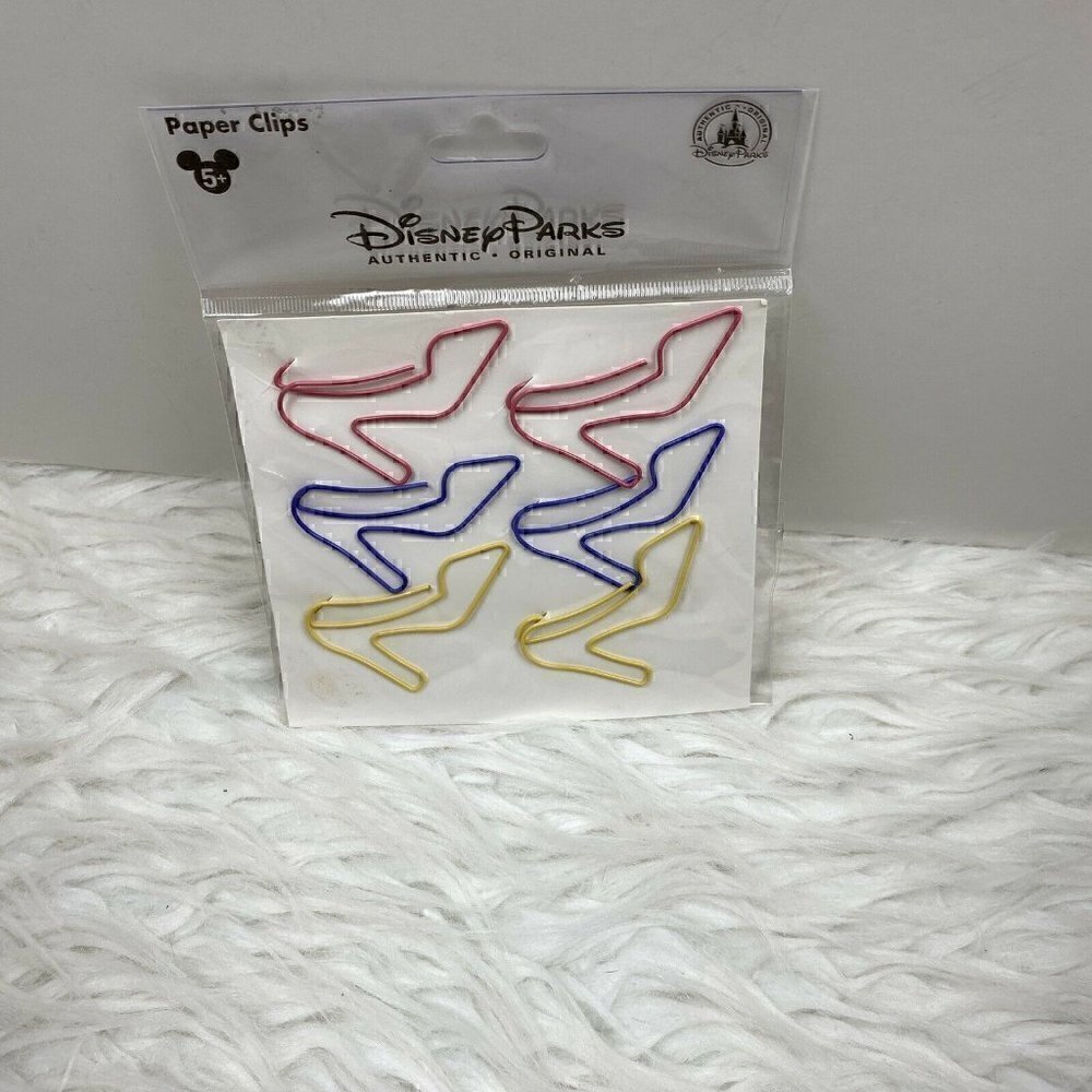 NEW DISNEY Parks Cinderella Snow White Slipper Shoe 2" Paper Clips Set of 6 NIP
